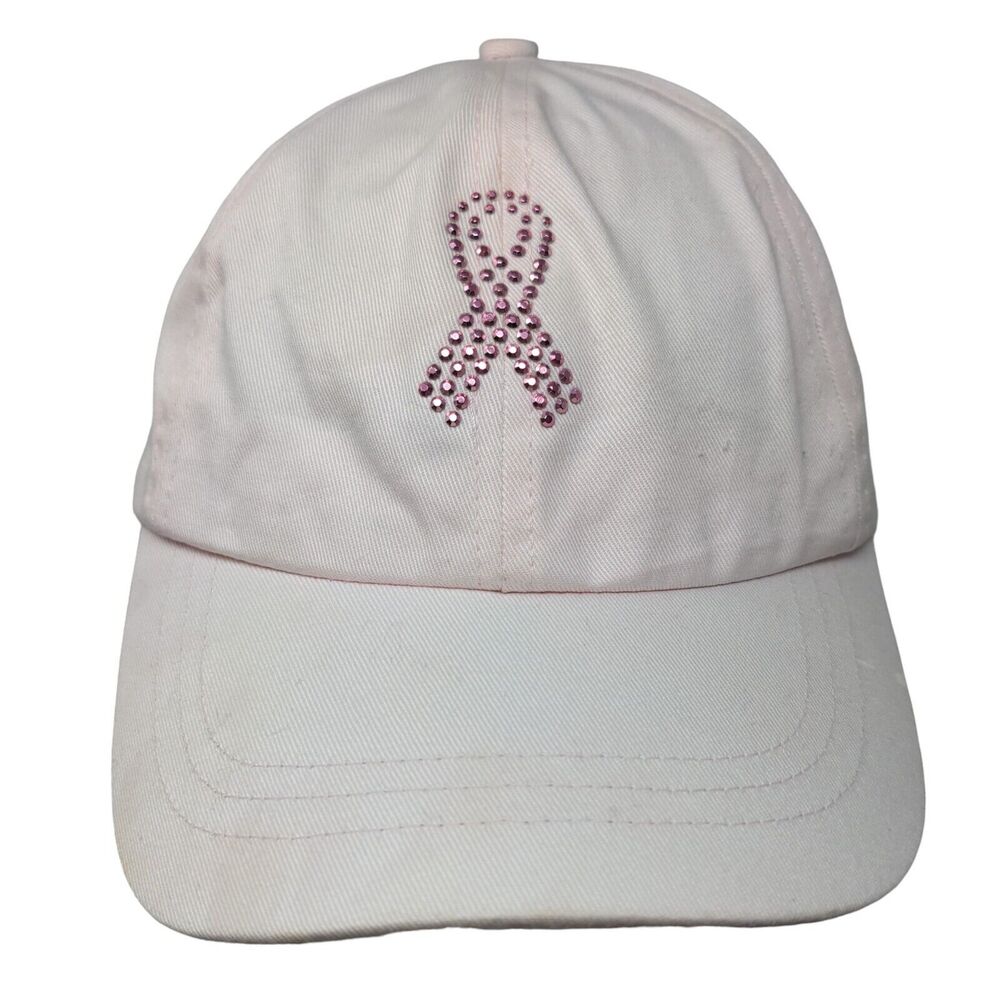 Pink Stuff Breast Cancer Awareness Strapback Hat Pink Rhinestones Bling